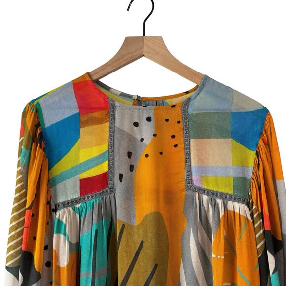 Bl^nk London Anthropologie Miranda Peasant Blouse Extra Small Oversized Balloon - Picture 4 of 12